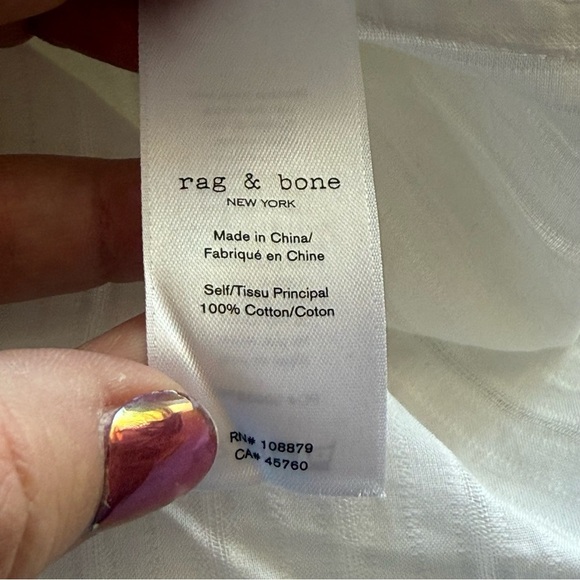 Rag & Bone Women’s White Cotton Button Front Blouse XS Extra Small Office Career - Picture 9 of 11
